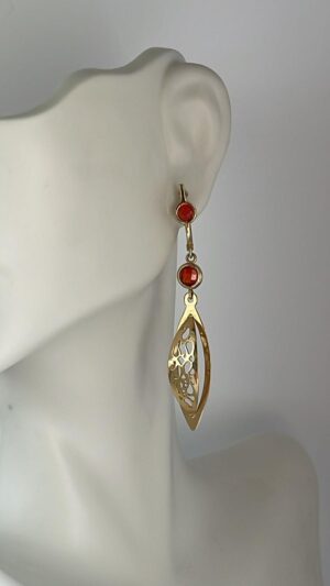 Aretes en oro amarillo con piedra anaranjada - Imagen 6
