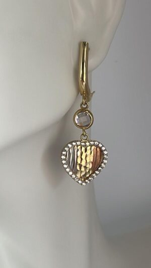 Aretes tres oros con piedras blancas - Imagen 6