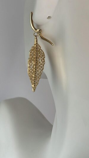 Aretes de hoja con Piedras Negras - Imagen 2