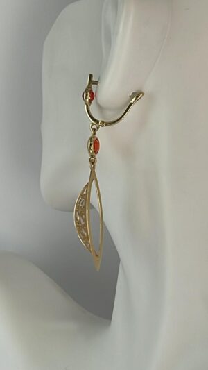 Aretes en oro amarillo con piedra anaranjada - Imagen 5