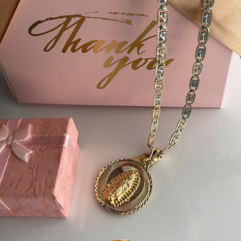 Medalla de la Virgen doble cara y cadena