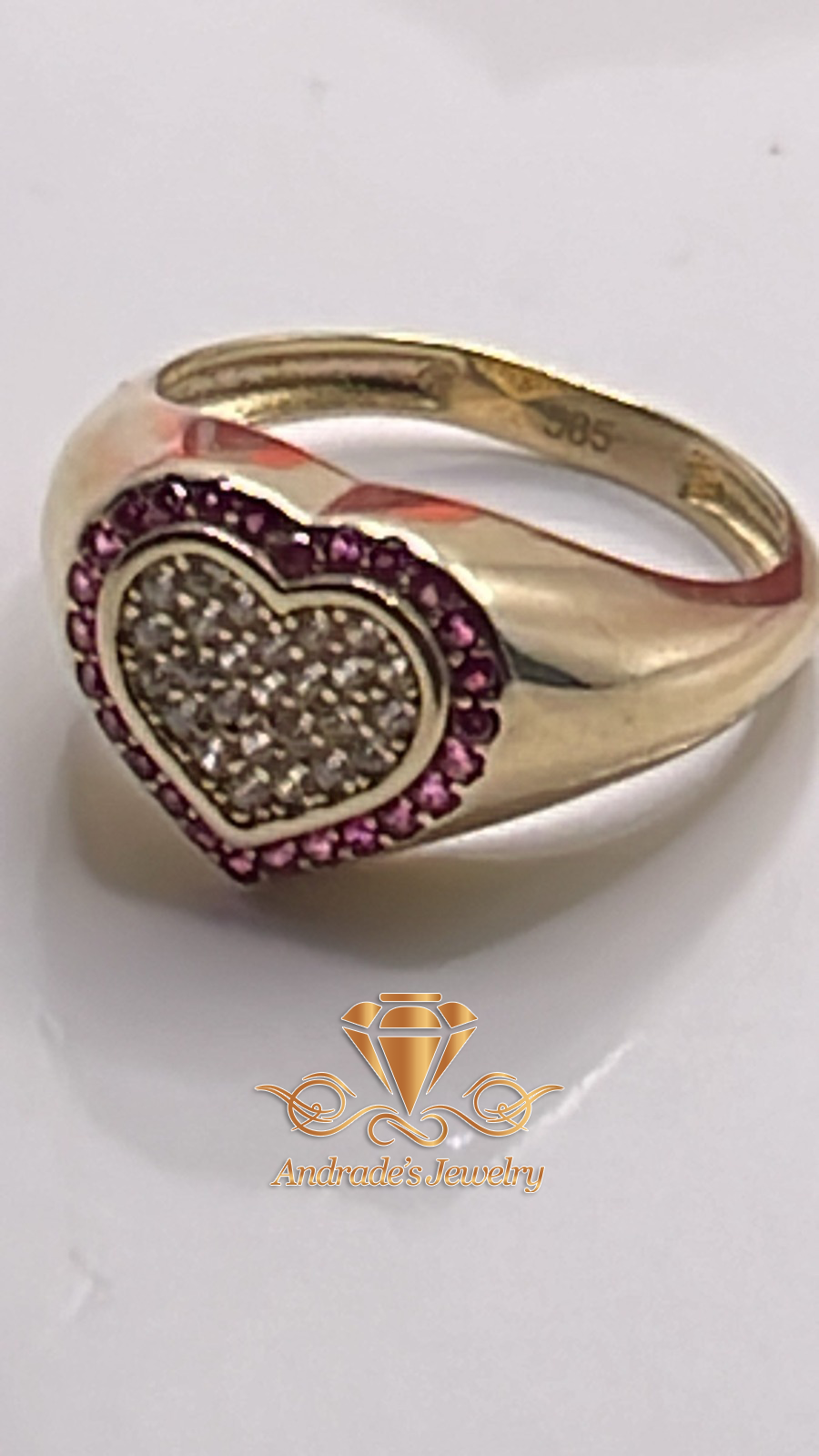 Anillo en oro amarillo con zirconias blancas y rosas (7.25 - Imagen 3