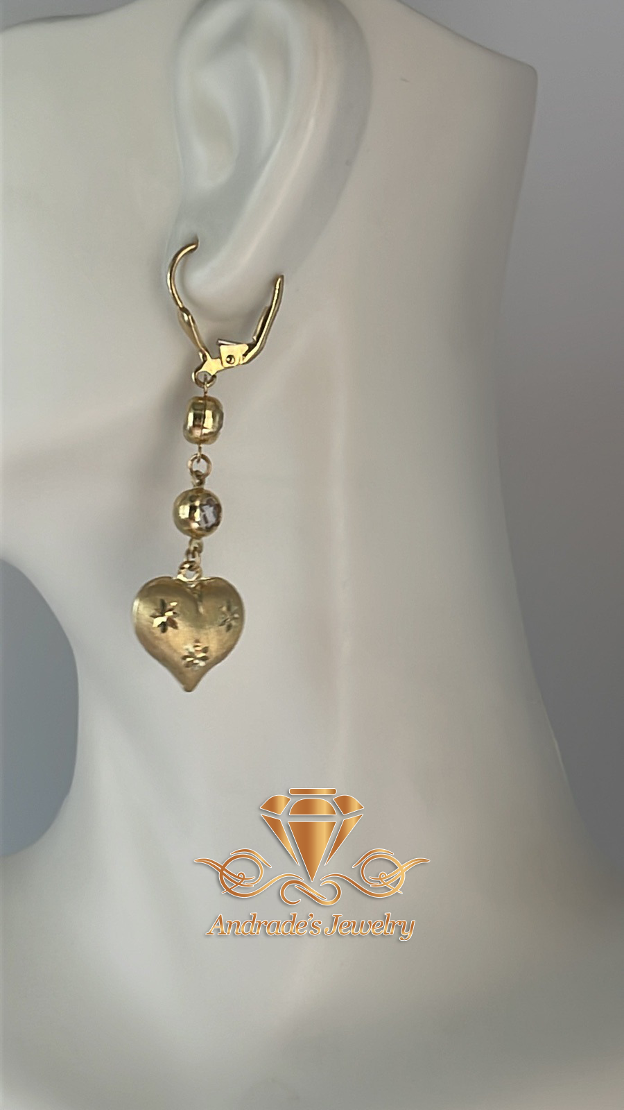 Aretes de corazón con la virgen de Guadalupe tres oros - Imagen 3