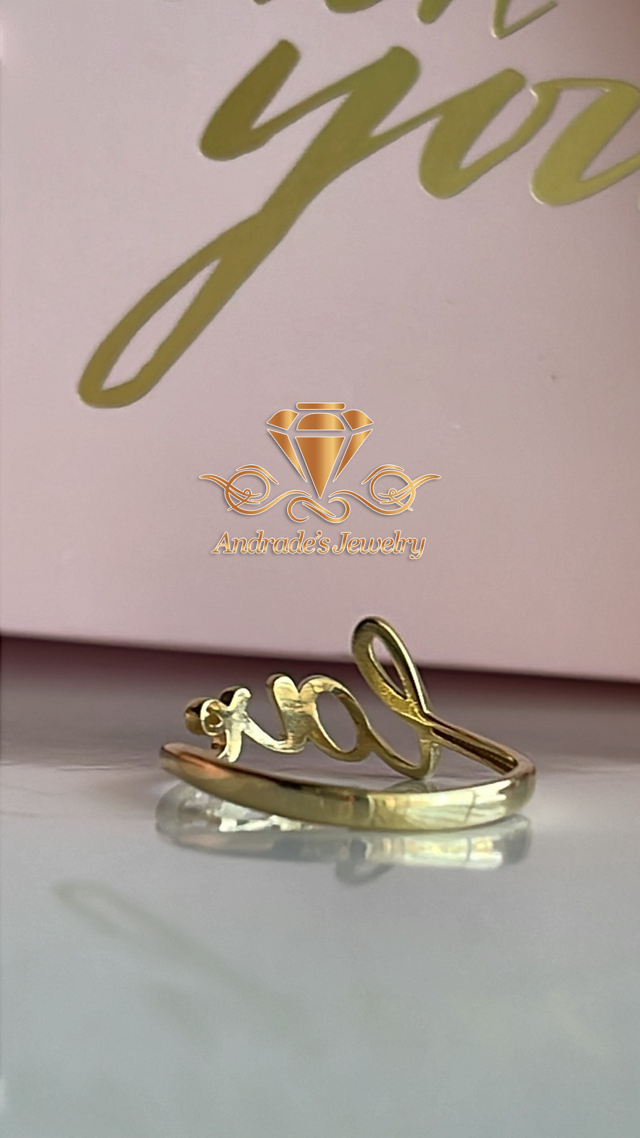 Anillo oro amarillo con la palabra Love (7) - Imagen 2
