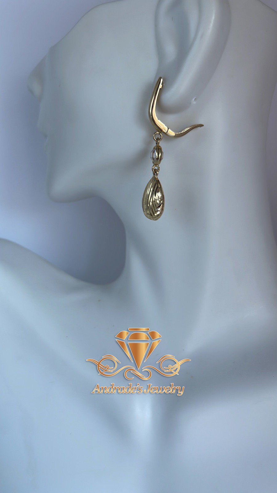 Aretes en oro amarillo con piedra blanca - Imagen 5