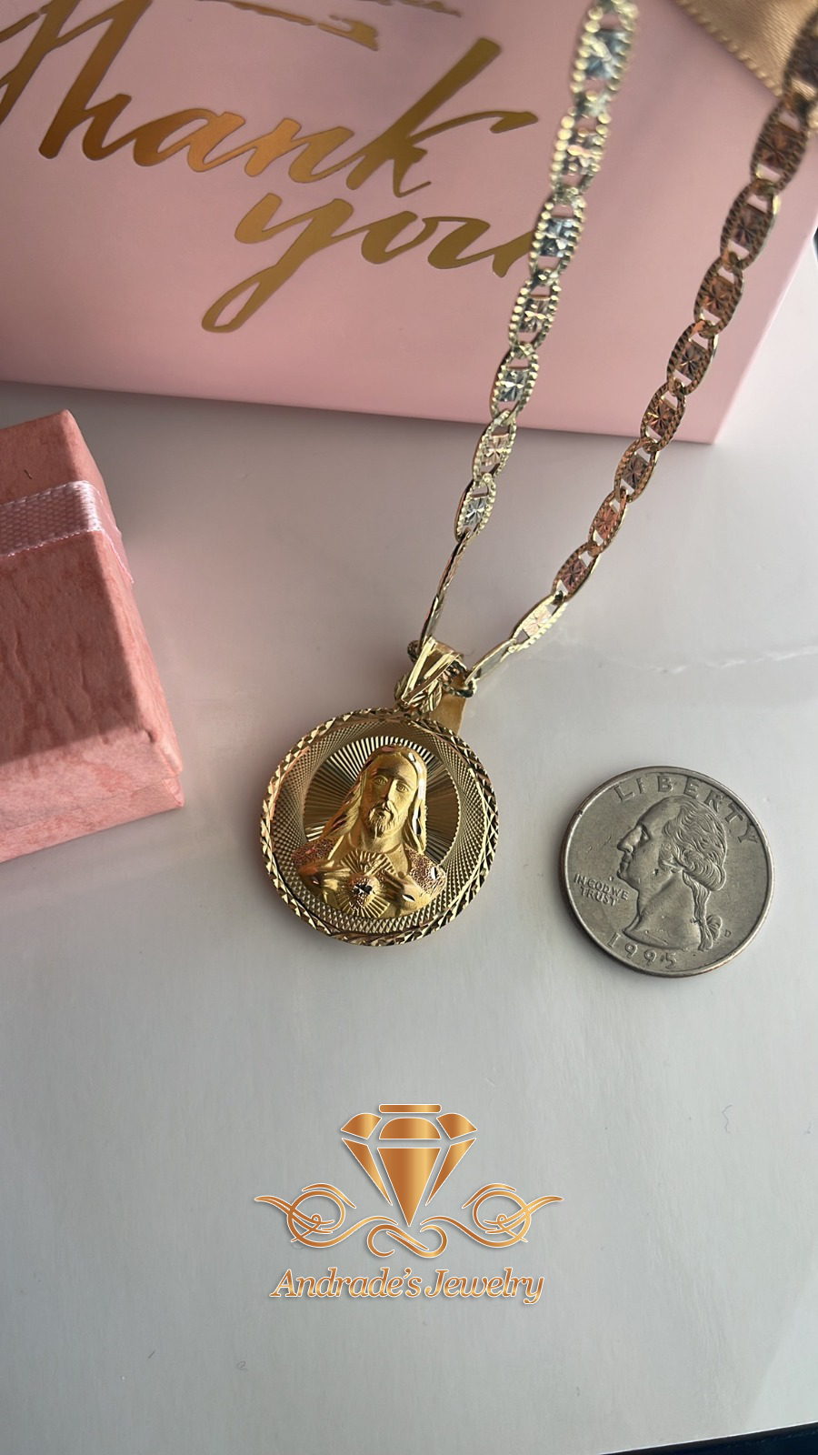 Medalla de la Virgen doble cara y cadena - Imagen 2