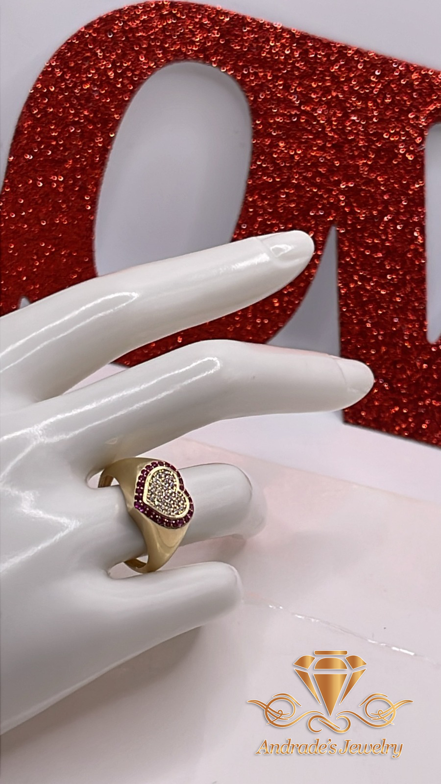 Anillo en oro amarillo con zirconias blancas y rosas (7.25 - Imagen 5