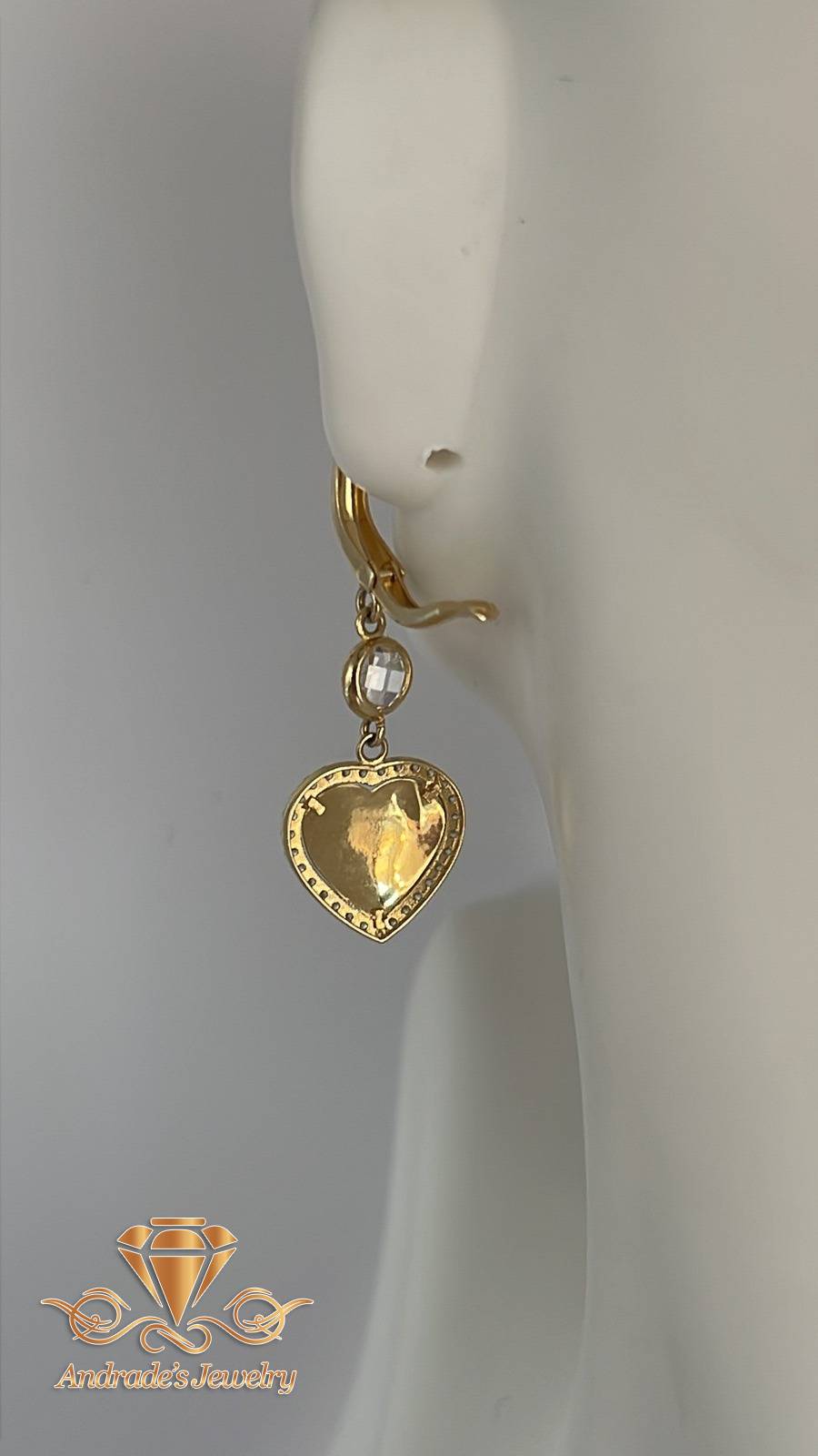 Aretes tres oros con piedras blancas - Imagen 6