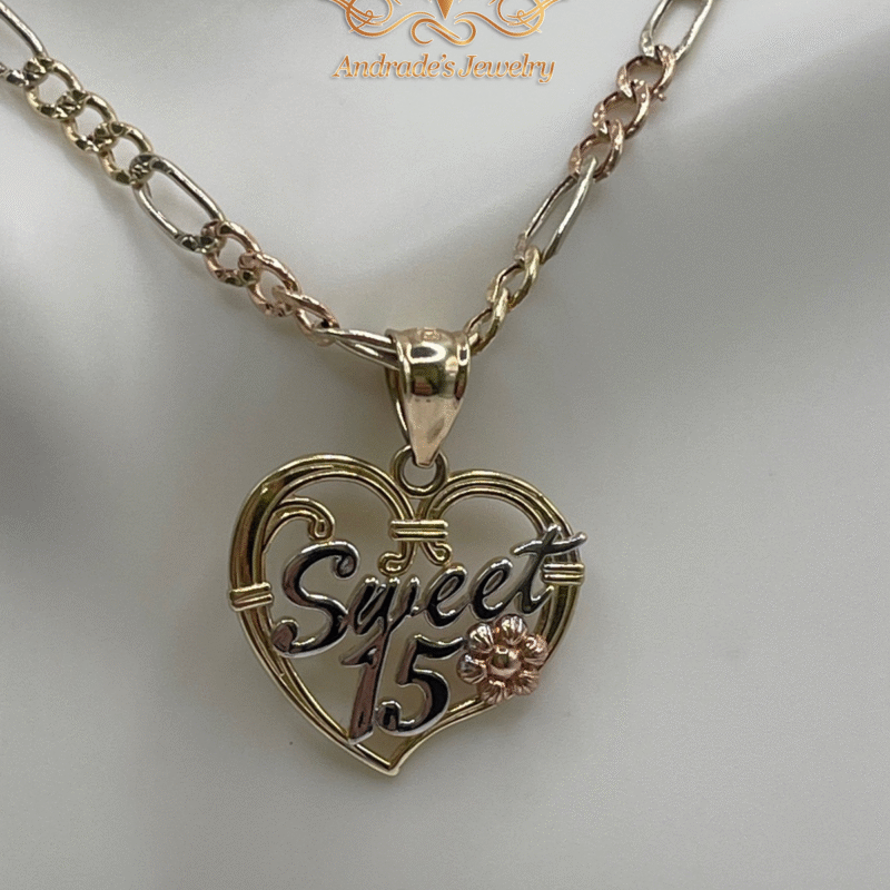 Dije de quinceañera 3 oros y Cadena